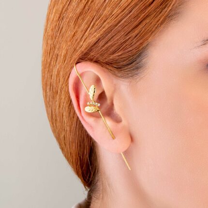 Ear pin cuff σκουλαρίκι φυλλαράκια | Lalino.gr