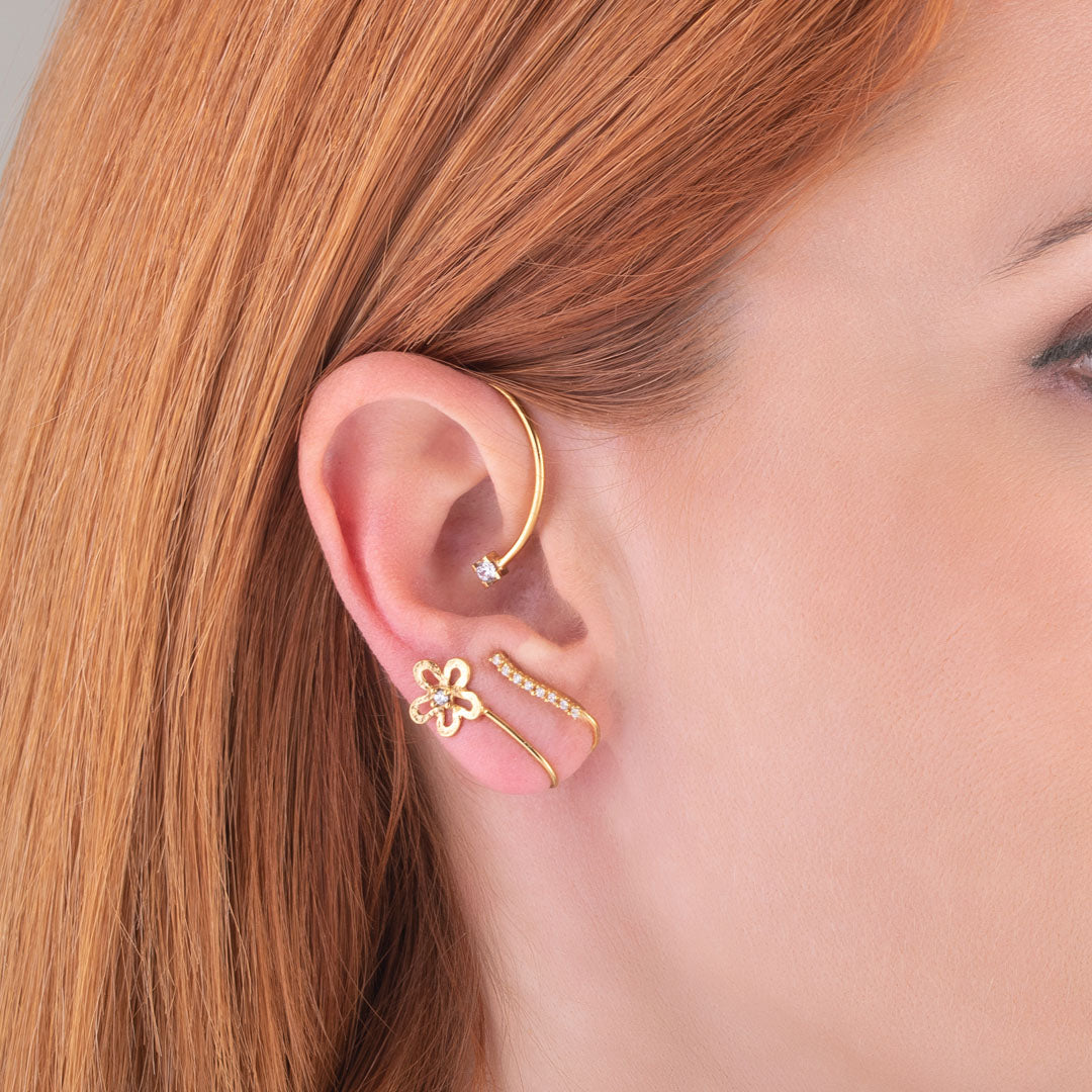skn493liaa Ear cuff σκουλαρίκι μαργαρίτα | Lalino.gr