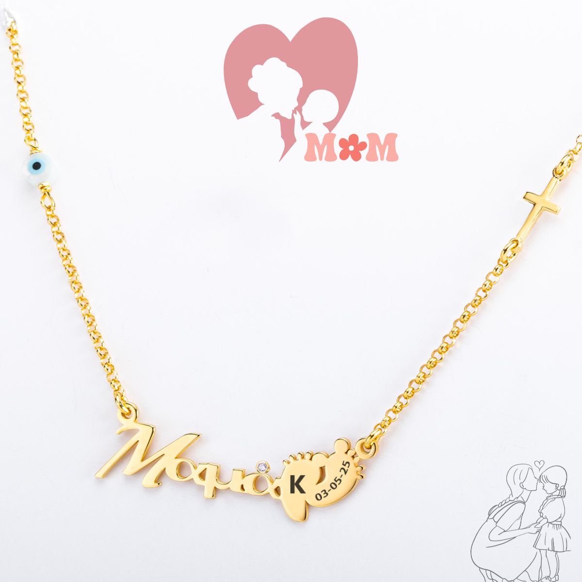 kolie-925-mama-patoyses-arxiko-kai-imerominia Κολιέ 925 Μαμά Πατούσες Αρχικό και Ημερομηνία | Lalino.gr