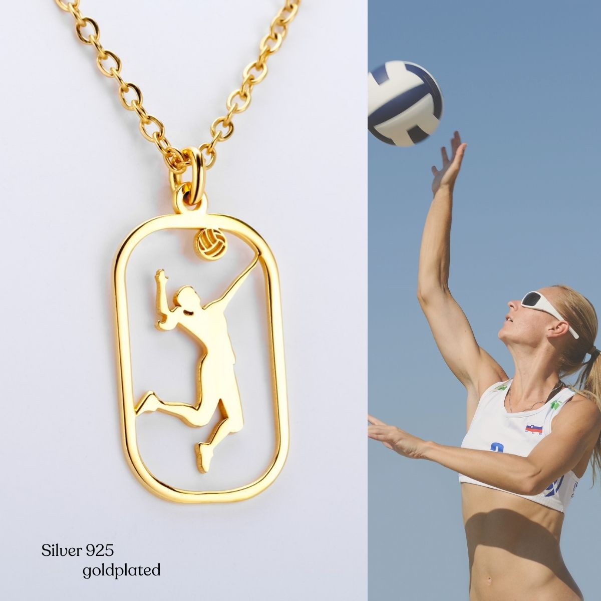 Ασημένιο Γυναικείο Κολιέ για Voley επίχρυσο Ασημένιο Γυναικείο Κολιέ για Voley επίχρυσο